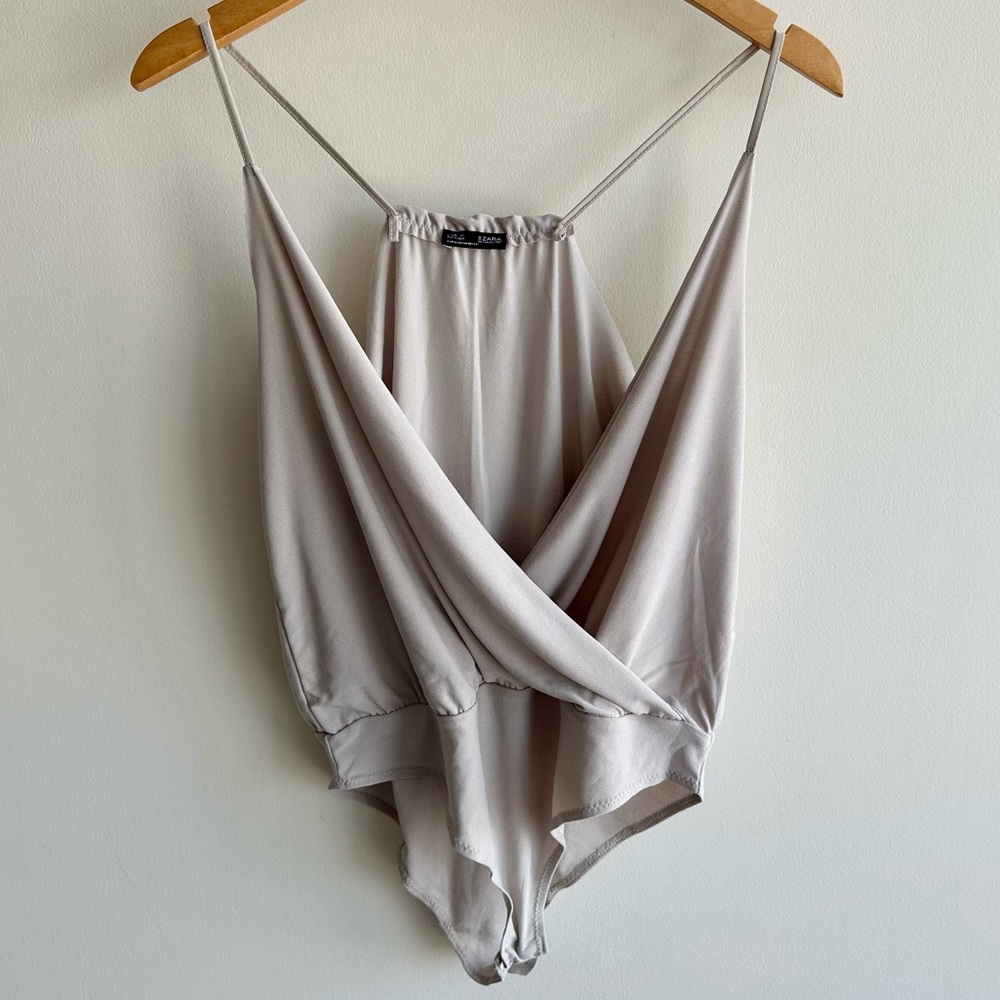 ZARA | Light Grey Chiffon Bodysuit